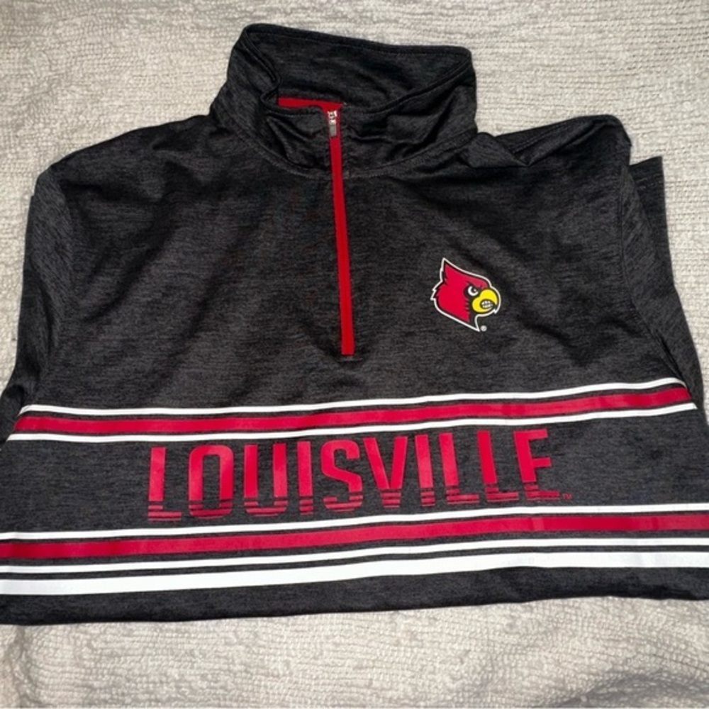 UEC Louisville Cardinals Colosseum Athletics Mens Quarter Zip Pullover Sz L